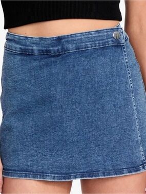 Guess Blue Denim Wrap Mini Skort